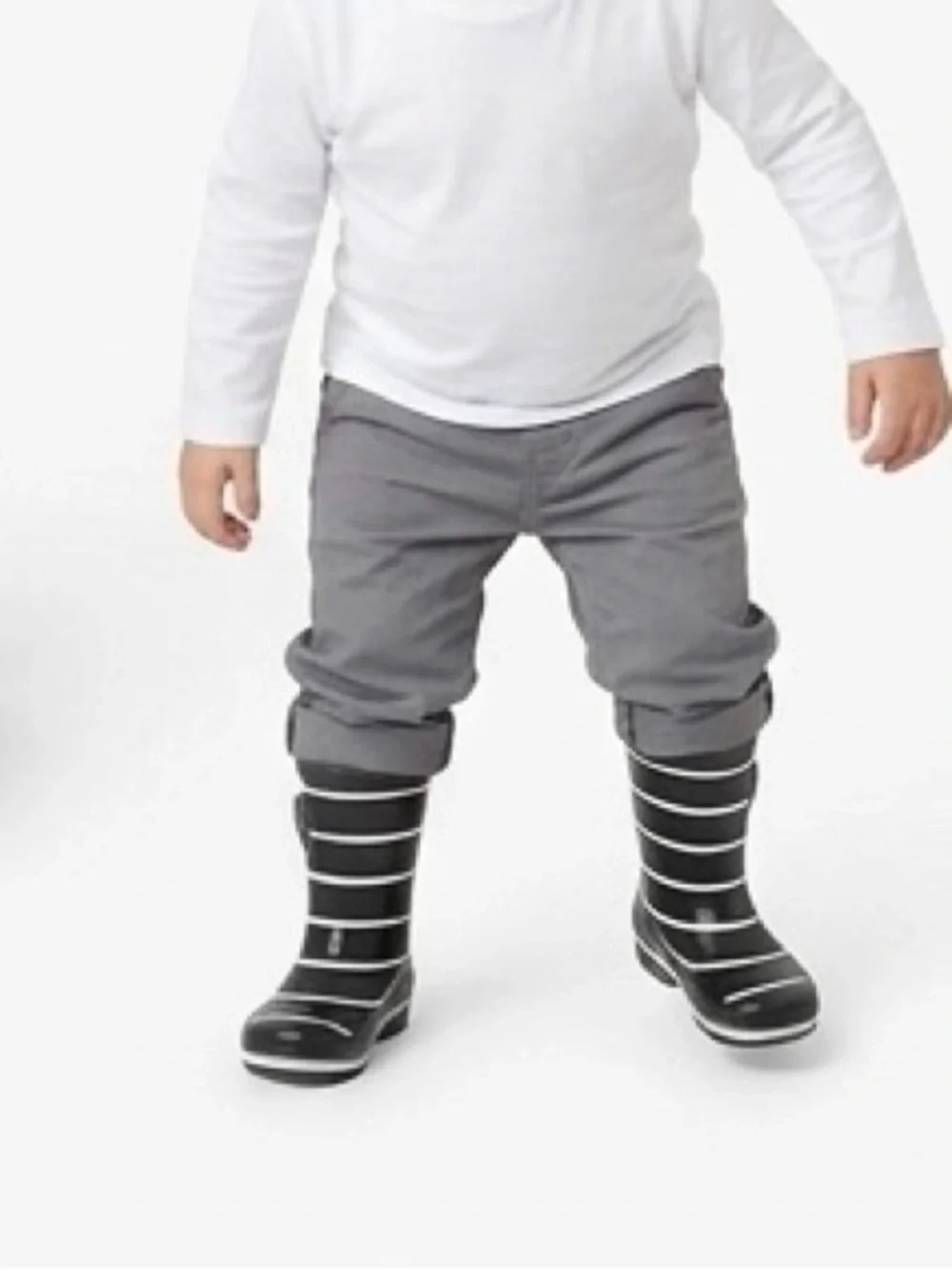 Janie and Jack Black & White Striped Rain Boots Size 9 Kids